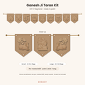 Ganesh Ji DIY MDF toran cutout set: 9 pre-marked MDF flags with Ganesh ji, Pichwai Kamdhenu cows, Shubh Labh kalash, Swastik, Om and lotus cutouts