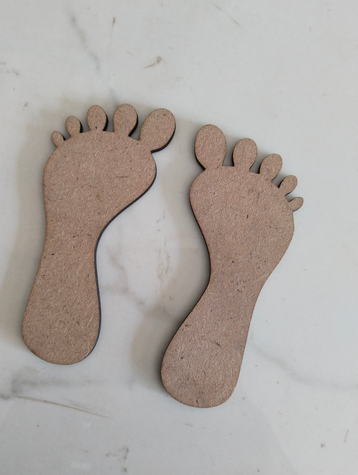 Laxmi Charan MDF cutout 2 in 3mm MDF, 4 inch and 6 inch footprint shape with separate rounded toes