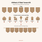 Vitthal Ji toran pieces shown separately: 7 blank MDF flags and 7 shaped MDF cutouts before assembly