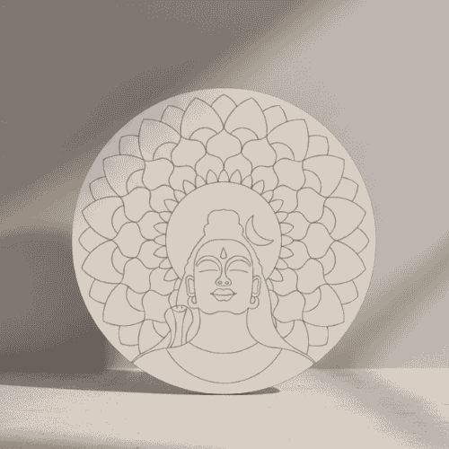 Round Pre-Marked Adiyogi with mandala Background