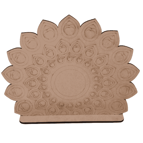 Pre-Marked Peacock Feather Mandala Backdrop Cutout with Stand