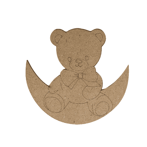 DIY Pre marked Bear On moon Cutout For Painting