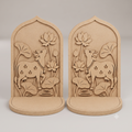 Cow & Lotus MDF Tea Light Holder Set | Pichwai Style Pooja Décor