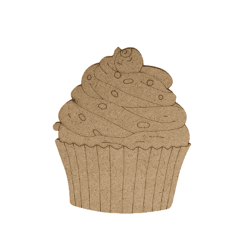 Cupcake MDF Cutout – perfect for painting and creative DIY projects.
