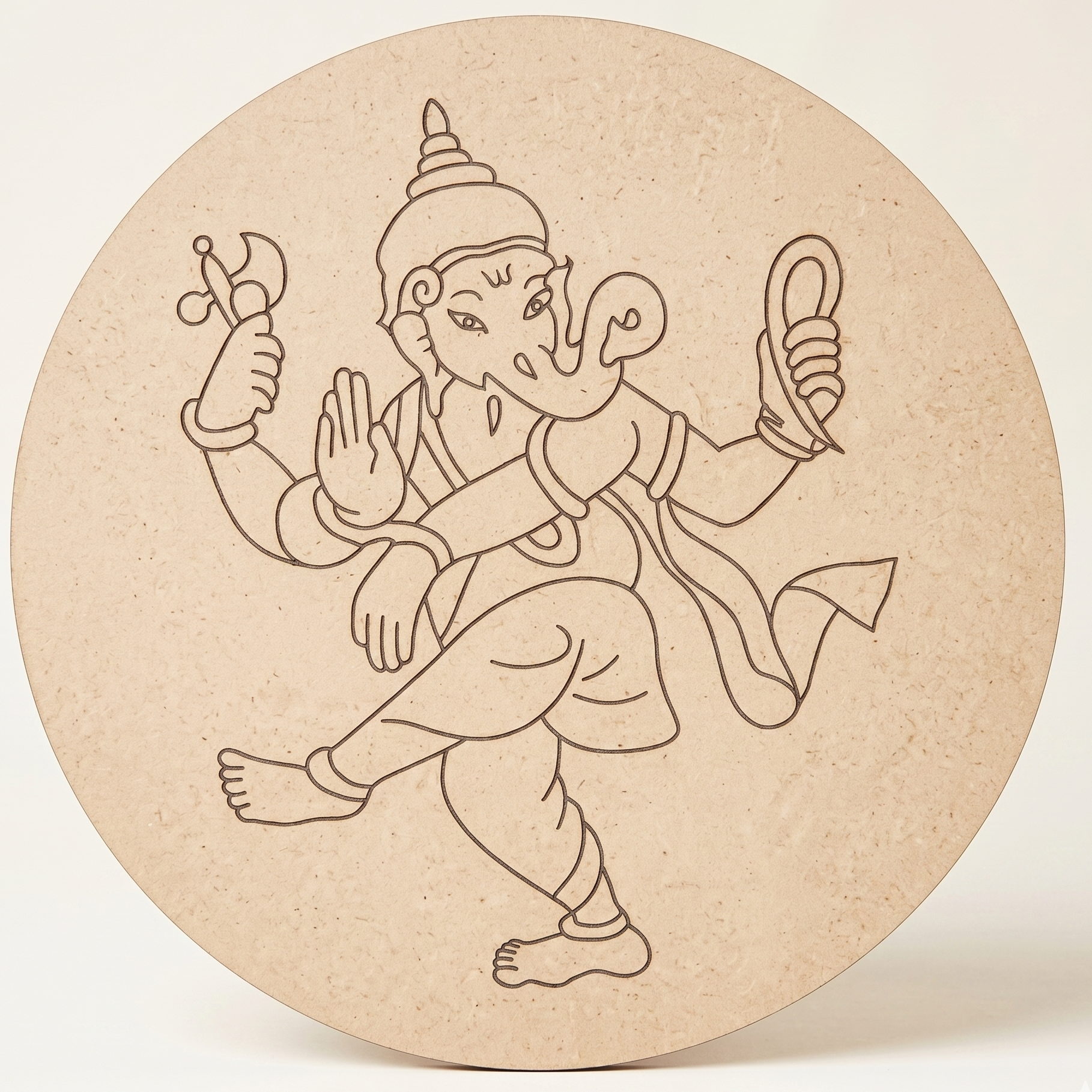 Dancing Ganesha mdf roun cutout