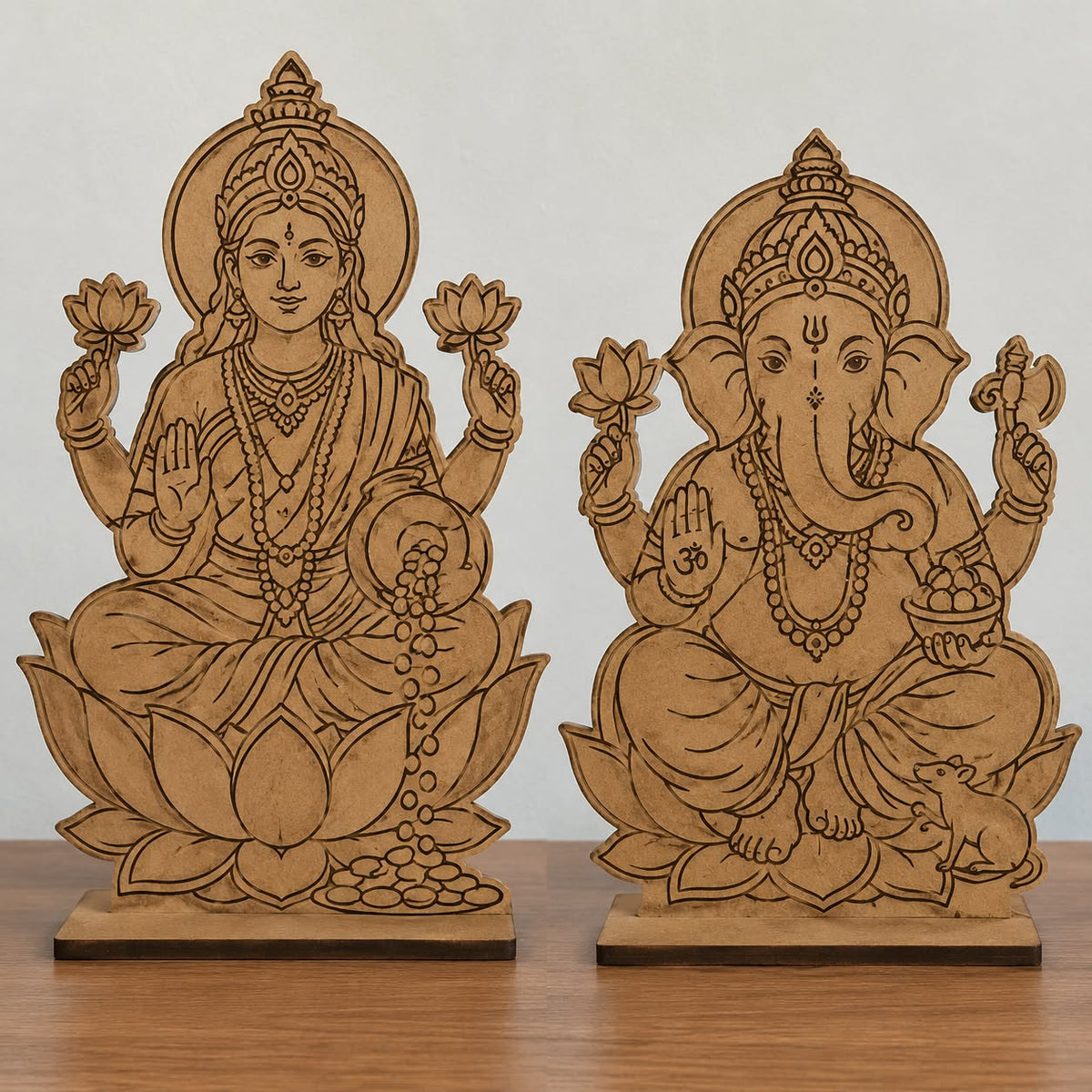Lakshmi Ganesh pre marked MDF cutout for DIY craft