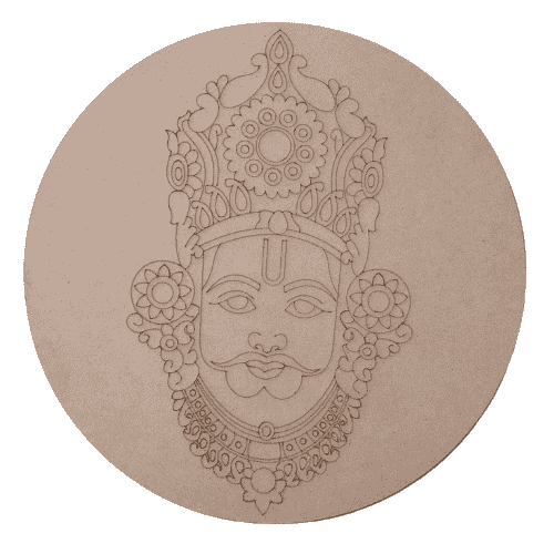Round pre-marked Khatu Shyam Ji with MDF cutout for craft