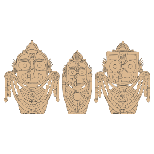 Premarked Jagannath, Balbhadra and Subadra  ji MDF cutout for craft-4
