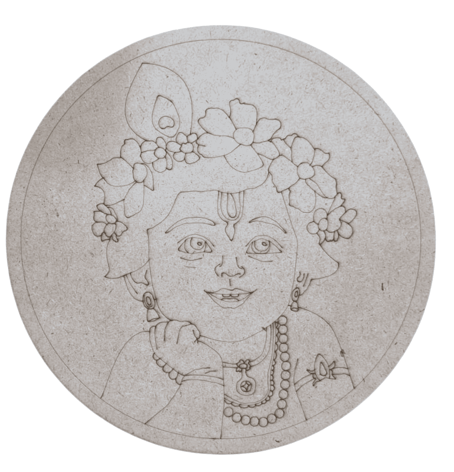Round pre-marked Krishna Ji MDF round cutout