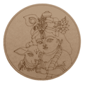 Round pre-marked Krishna Ji WITH calf MDF cutout for craft 24 Inch