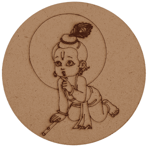 Pre-Marked Krishna Ji Round MDF Cutout 24 Inch