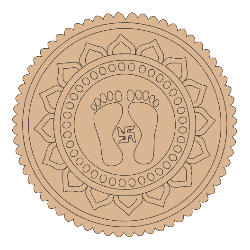 Maa Lakshmi Feet Pre marked MDF Round cutout