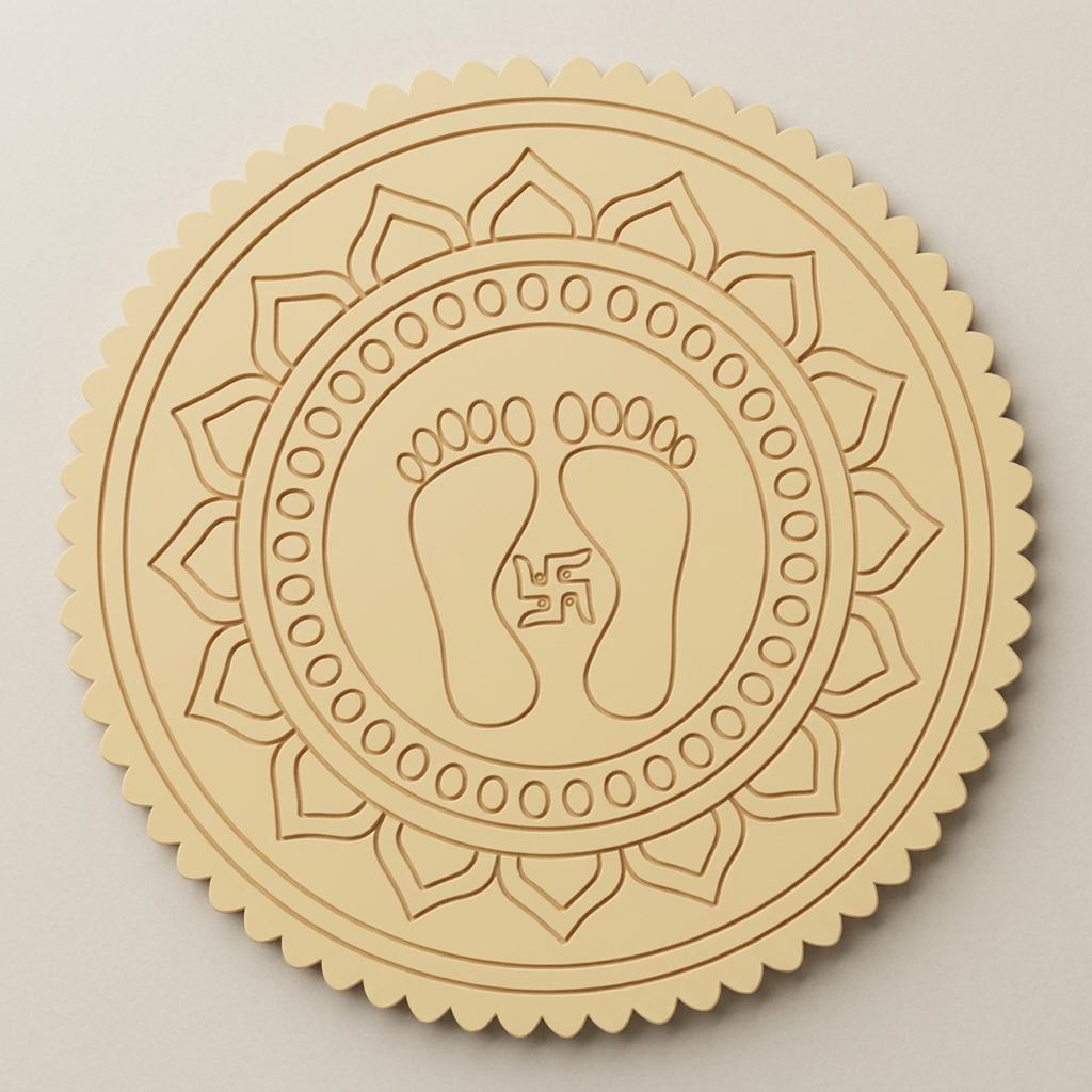 Maa Lakshmi Feet Pre marked MDF Round cutout 24 Inch