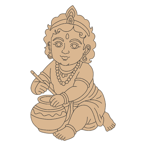 MDF Pre marked Little Krishna Cutout  -4