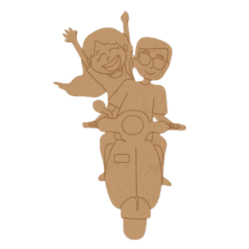 Pre marked couple on a bike MDF cutout for craft
