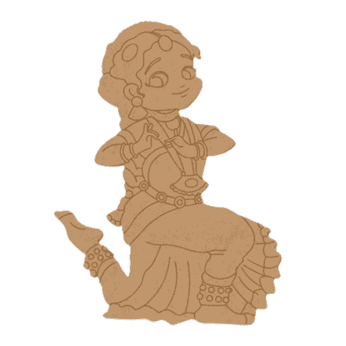 Pre marked Bharatanatyam Pose MDF Cutout for Painting 2