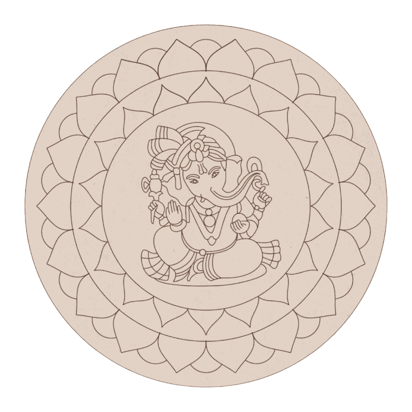 Pre-marked Ganesh Ji Lippan Art cutout 24 Inch