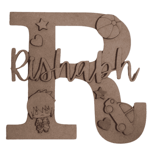 MDF Initial With Name And  Embellishments