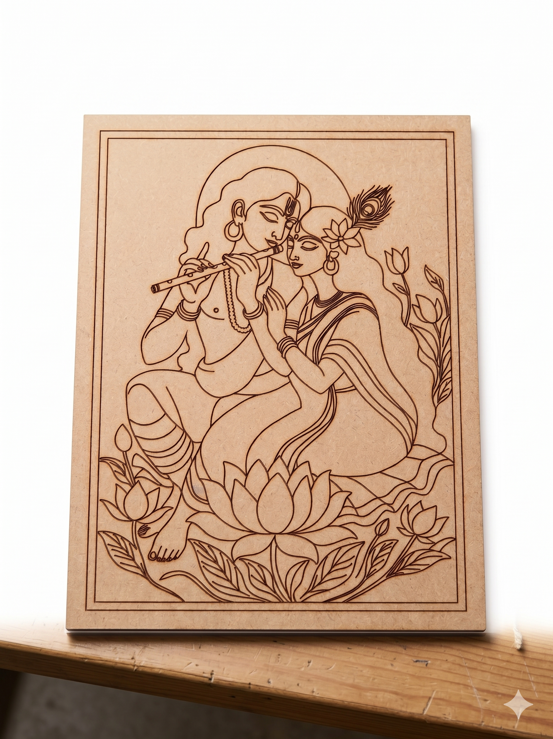 Pre-Marked Radha Krishna MDF Base for Lippan Art -2