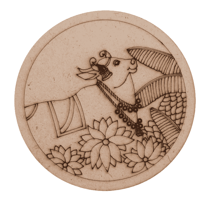 Pre-marked Pichwai Cow MDF round cutout -2 24 Inch
