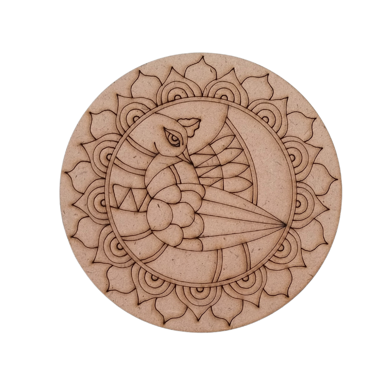 Pre-marked Madhubani  MDF round cutout 24 Inch