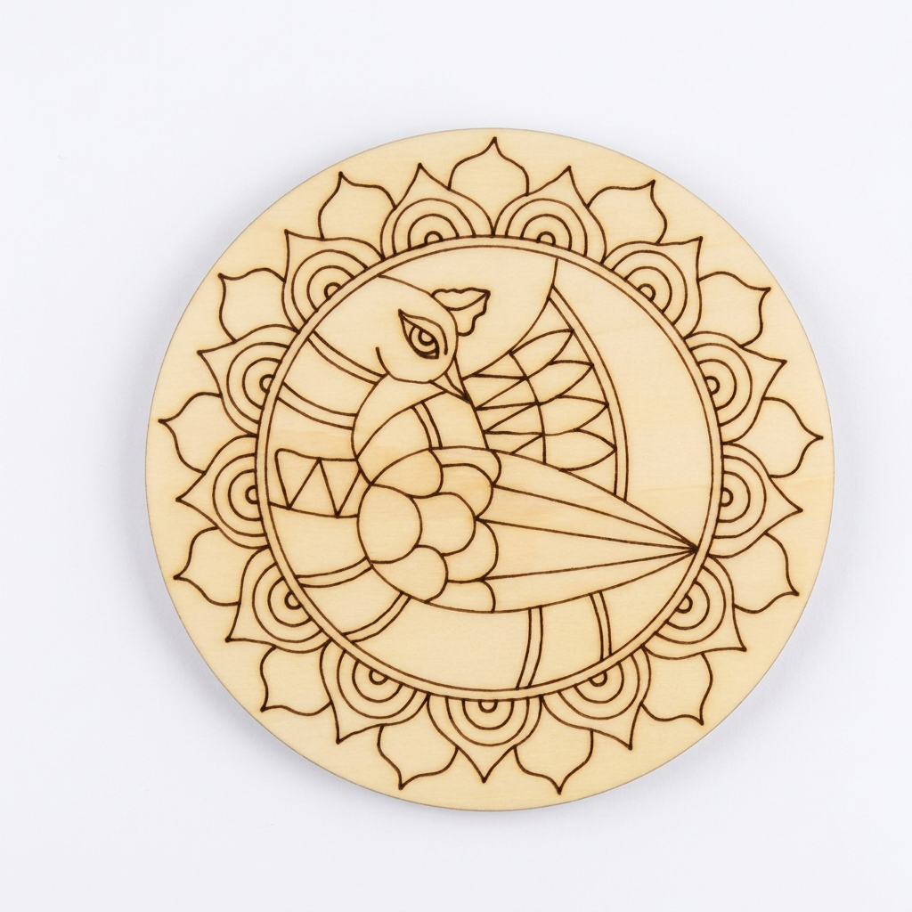 Pre-marked Madhubani  MDF round cutout 24 Inch