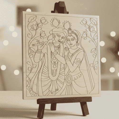 Pre-Marked Radha Krishna MDF Base for Lippan Art
