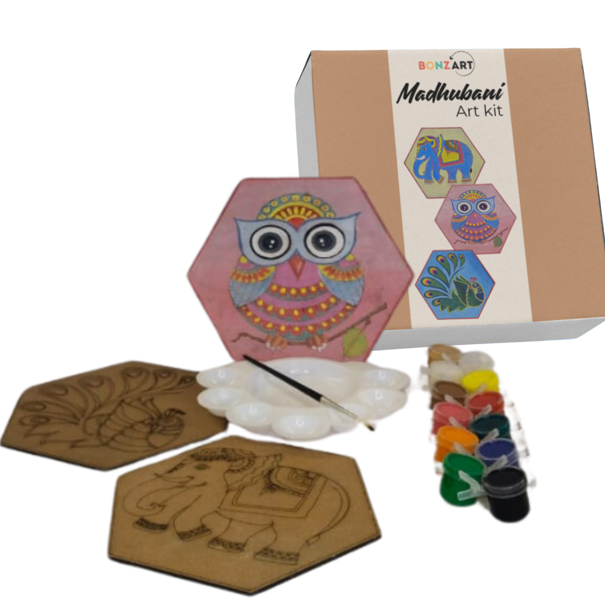 6" Hexagonal Madhubani Art Kit