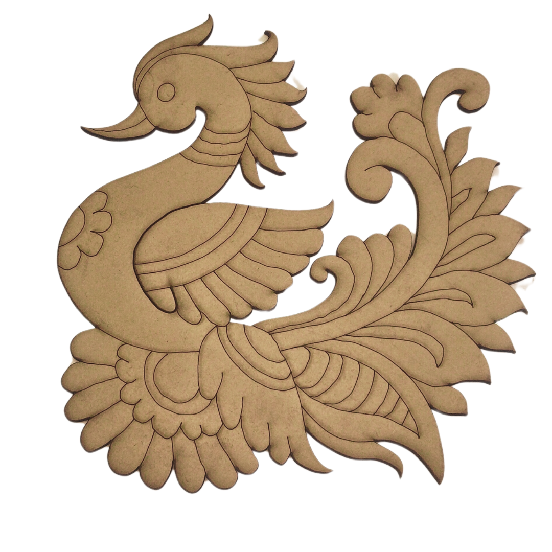 Madhubani & Kalamkari Peacock MDF Cutout