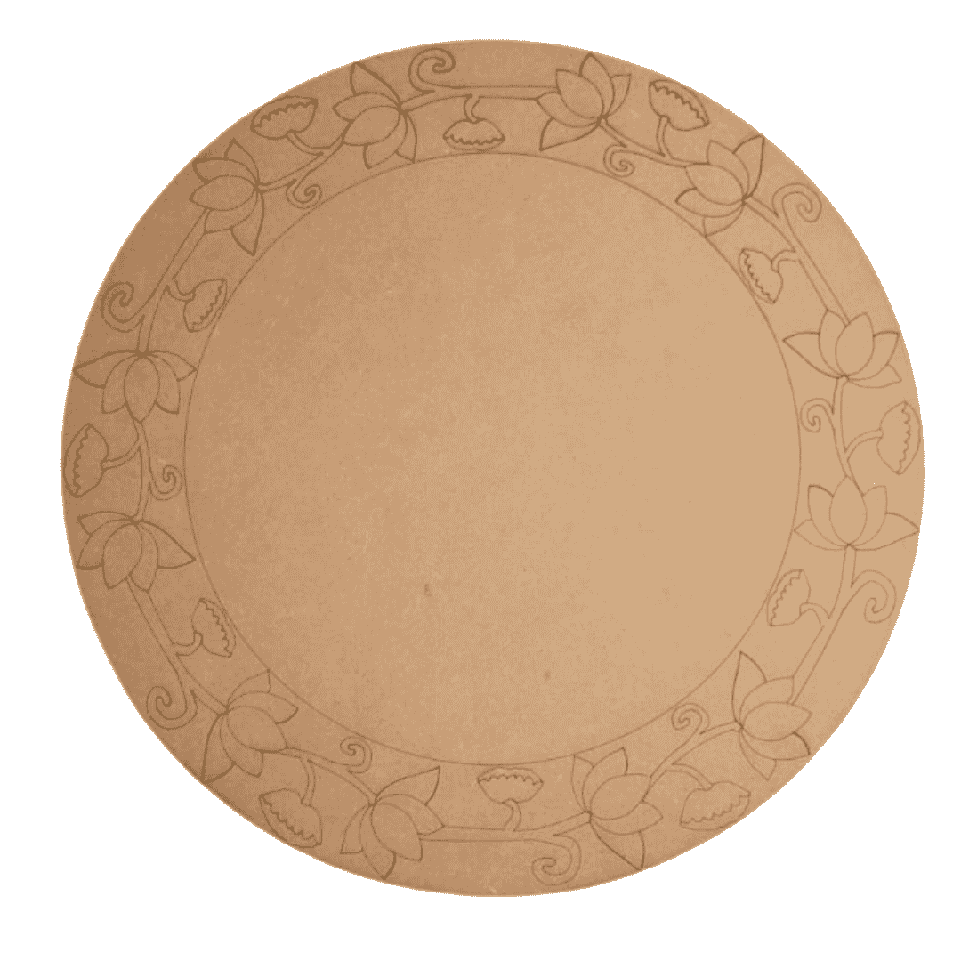 Lotus Border Round Pre-Marked MDF Cutout