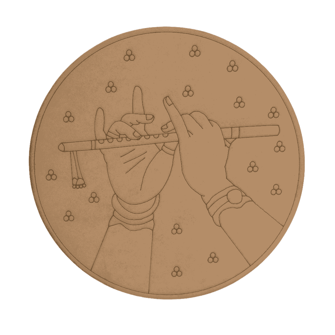 Pre-marked Pichwai Krishna hands with flute circle cutout