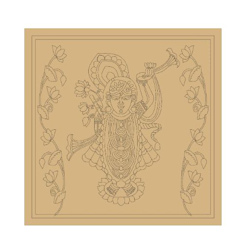 Square pre-marked Shrinath ji mdf cutout for art and craft