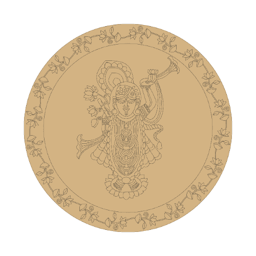 Round pre-marked Shrinath ji mdf cutout for art and craft