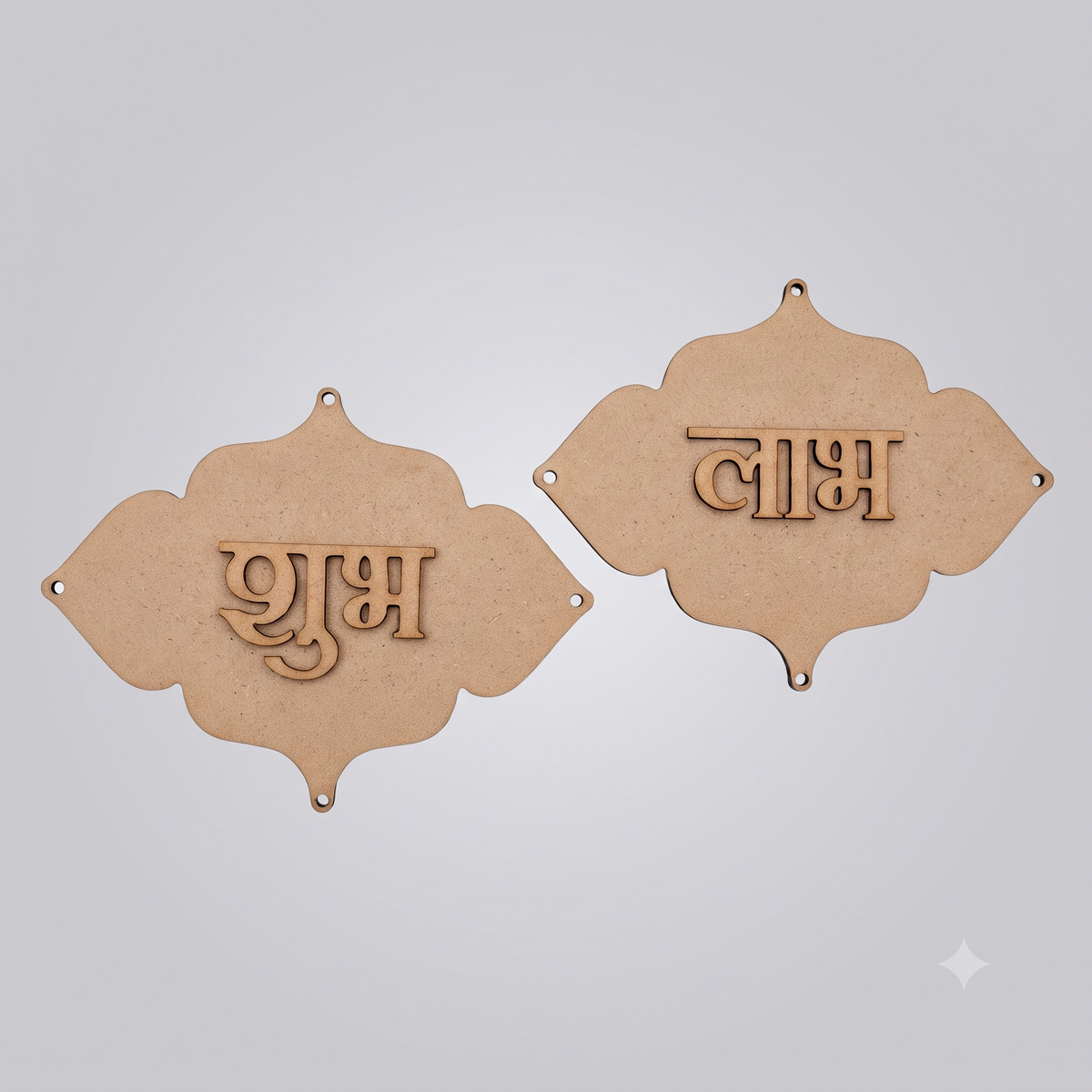 Shubh Labh MDF Cutout Set | Raw Wooden Plaque for Diwali Door Hanging & DIY