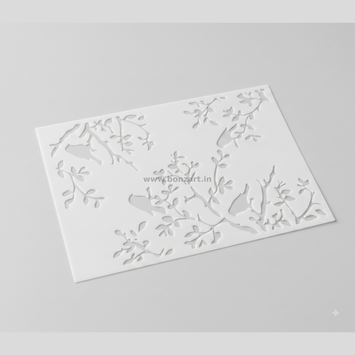 Bird & Branch Corner Reusable Stencil - 10x15 cm