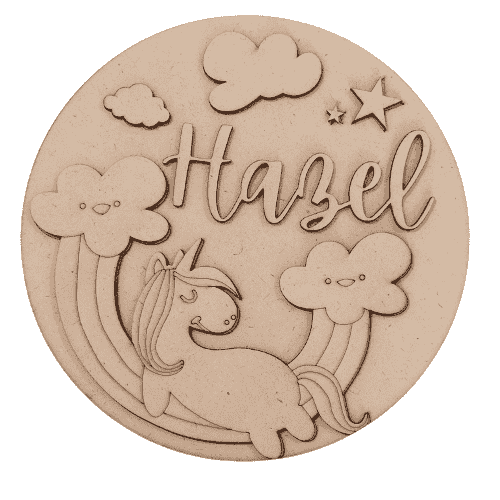 Cloud and Unicorn Theme name plate for kids