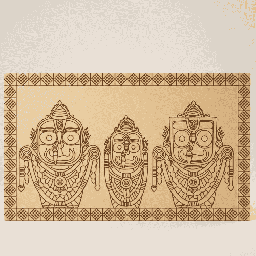 Jagannath, Balbhadra and Subhadra ji cutout with sambalpuri border (design-2) 24 Inch