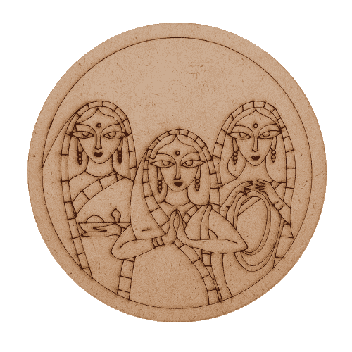Pre marked round 3 Lady welcoming mdf cutout 24 Inch