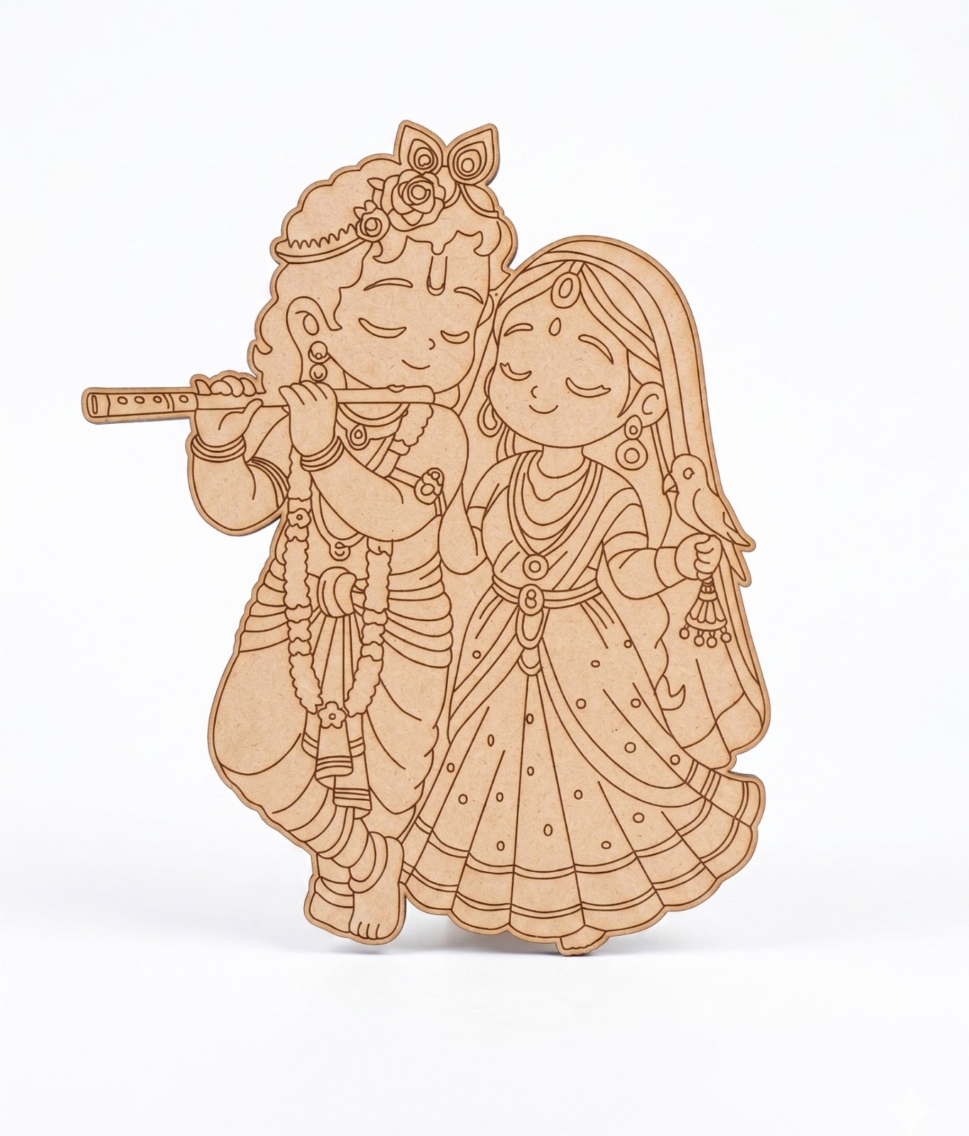 Pre-Marked Radha Krishna MDF Cutout – DIY Painting Board for Home Decor & Pooja