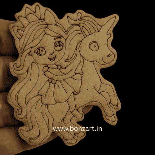 Princes With Unicorn  MDF Cutout