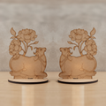 Pichwai Cow & Lotus Tealight Holder, 1 Pair | Mirror Pair MDF Diya Stand | Festive Home Décor