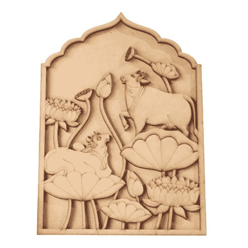 Pichwai Cow Jharokha MDF cutout for DIY craft