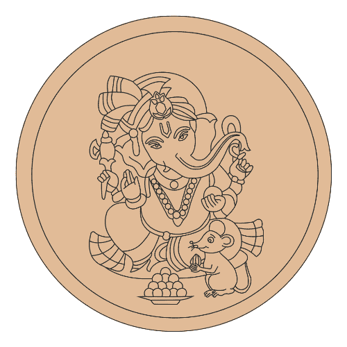 Pre marked Ganpati MDF Round cutout 24 Inch
