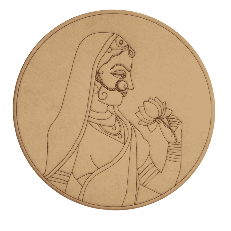 Pre-marked Indian lady on round MDF Cutout