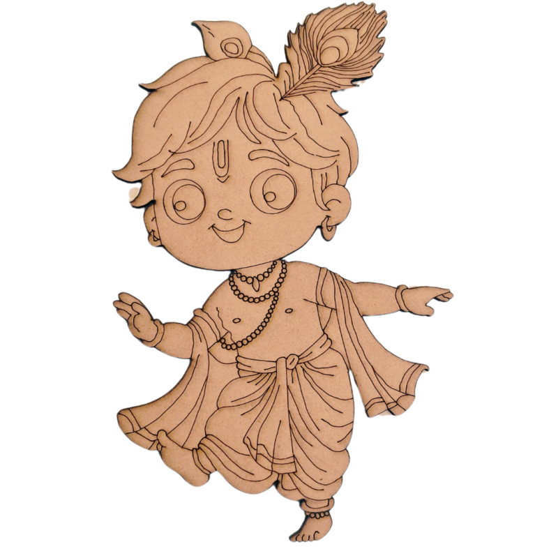 MDF Premarked Krishana Cutout  For Painting